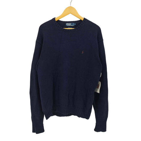 ポロバイラルフローレン Polo by RALPH LAUREN 90S ポニー 刺繍 クルーネック コットン ニット セーター メンズ import:L